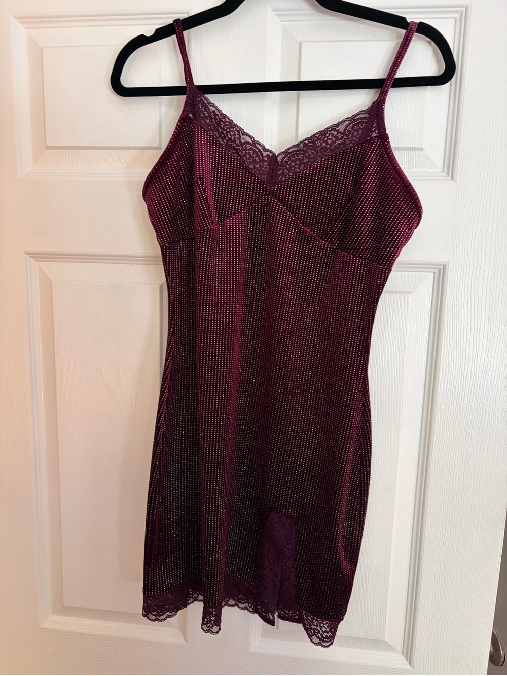 Forever 21 Plum Lace-Trim Slip Dress with Shimmer